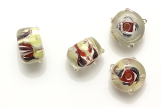 Lampwork Glass Bead / 12MM Rondelle,Crystal,Red Bumpy
