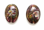 Lampwork Glass Bead / 26MM Flat Oval,Purple
