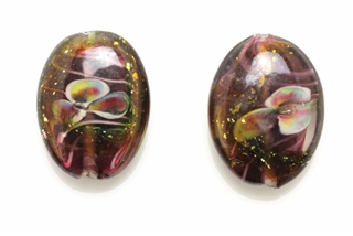Lampwork Glass Bead / 26MM Flat Oval,Purple