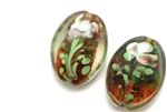 Lampwork Glass Bead / 26MM Flat Oval,Crystal,Flower