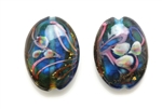 Lampwork Glass Bead / 26MM Flat Oval,Blue
