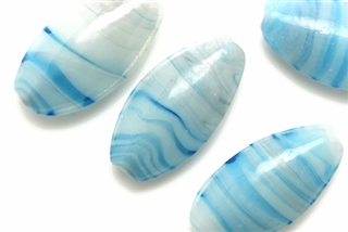 Lampwork Glass Bead / 30MM Oval,Blue,Black