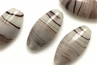 Lampwork Glass Bead / 30MM Oval,Gray,Black