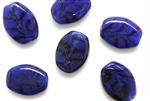 Lampwork Glass Bead / 19MM Flat Oval,Dark Blue