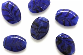 Lampwork Glass Bead / 19MM Flat Oval,Dark Blue
