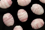 Lampwork Glass Bead / 19MM Oval, White, Pink