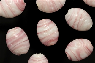 Lampwork Glass Bead / 19MM Oval,White,Pink