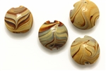 Lampwork Glass Bead / 19MM Lentil,Caramel Swirl