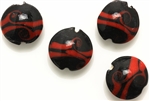 Lampwork Glass Bead / 20MM Lentil,Black Red