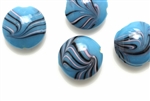 Lampwork Glass Bead / 18MM Lentil,Light Blue,Pink Swirl