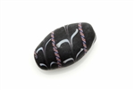Lampwork Glass Bead / 36MM Oval,Black Matte,White, Lewis & Clark Trade Bead