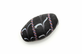 Lampwork Glass Bead / 36MM Oval,Black Matte Lewis & Clark Trade Bead