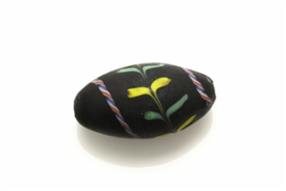 Lampwork Glass Bead / 33MM Oval,Black Matte Lewis & Clark Trade Bead