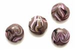 Lampwork Glass Bead / 17MM Lentil,Dark Purple,Pink & Black Swirl