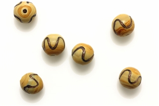 Lampwork Glass Bead / 10MM Round,Caramel Swirl Copper Fleck Stripe