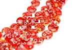 12MM X 12MM Millifiore Bead / Flat Round Red