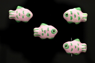 Porcelain Beads / Fish 12MM Pink