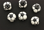 Porcelain Beads / Soccer Ball 15MM White Jet