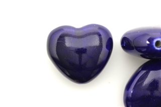 Porcelain Beads / Heart Dark Blue 27MM