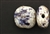 Porcelain Beads / Puffed Square 30MM White Purple
