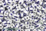 2/0 Seed Bead,Vintage Czechoslovakian Seed Beads, Striped, White, Blue