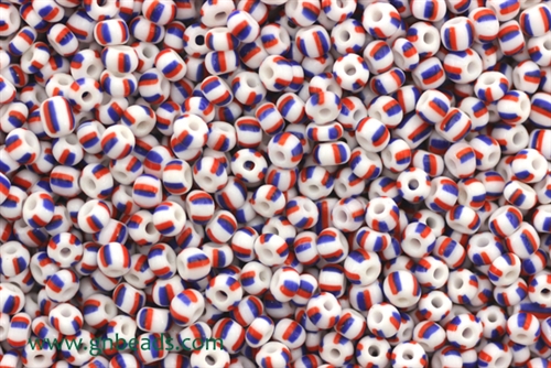 7/0 Seed Bead,Vintage Czechoslovakian Seed Beads, Red, White, Blue
