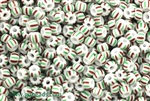 5/0, Seed Bead, Vintage, Czechoslovakian, Seed Beads, Striped, White, Green, Red