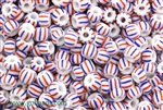 3/0, Seed Bead, Vintage, Czechoslovakian, Seed Beads, Striped, White, Red, Blue
