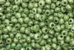 Seed Bead, Drop, Vintage, Czechoslovakian, 6MM, Picasso, Green