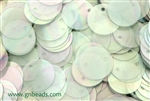 Sequin, Round, 14MM, Vintage, Flat, Top Hole, Clear Light Green Iris