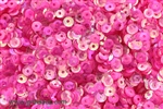 Sequin, Round, 5MM, Cupped, Vintage, 1MM Center Hole, Clear Shocking Pink Iris