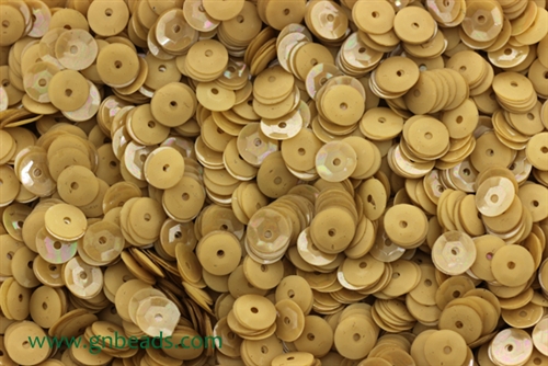 Sequin, 6MM, Cupped, Round, Vintage, 1MM Center Hole, Chalk Beige Iris