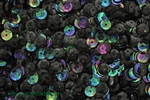 Sequin, 6MM, Cupped, Round, Vintage, 1MM Center Hole, Black Iris