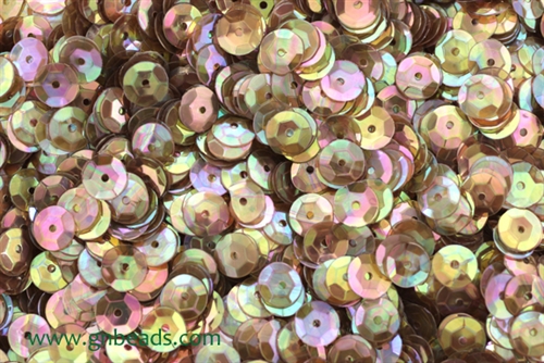 Sequin, 6MM, Cupped, Round, Vintage, 1MM Center Hole, Clear Brown Iris