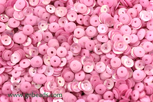 Sequin, Round, 5MM, Cupped, Vintage, 1MM Center Hole, Dark Chalk Pink Iris