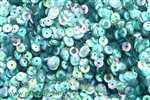 Sequin, Round, 5MM, Cupped, Vintage, 1MM Center Hole, Clear Light Teal Iris