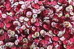 Sequin, Round, 5MM, Cupped, Vintage, 1MM Center Hole, Clear Cranberry Iris