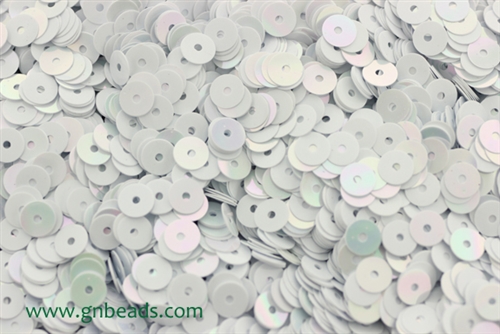 Sequin, 5MM, Vintage, Round, Flat, Center Hole, Chalk White Iris