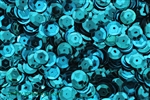 Sequin, Round, 8MM, Cupped, Vintage, 1MM Center Hole, Teal Blue