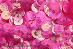 Sequin, 10MM, Round, Cupped, Vintage, 1.5MM Center Hole, Clear Shocking Pink Iris