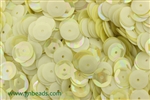 Sequin, 10MM, Round, Cupped, Vintage, 1.5MM Center Hole, Chalk Light Yellow Iris