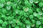 Sequin, Round, 8MM, Cupped, Vintage, 1MM Center Hole, Chalk Green Iris