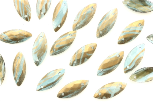 Sequin, Vintage, French, Faceted Oval, 16MM, Light Blue Gold