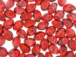 Vintage Czechoslovakian Matrix Beads / Oval Coral Red