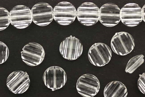Bead, Vintage, German Acrylic, 12MM, Flat, Faceted, Round, Crystal