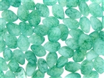 Vintage Czechoslovakian Matrix Beads / Oval Green