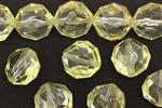 Bead, German Acrylic, Vintage, 18MM, Faceted Lentil, Pale Citrine