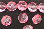 Bead, Vintage, German Acrylic, 18MM, Faceted, Lentil, Pink