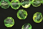 Bead, Vintage, German Acrylic, 18MM, Faceted, Lentil, Green