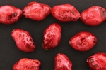 Bead, Vintage, German Acrylic, 20MM, Pinched Oval, Red